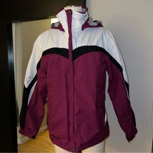 Vintage 90s Columbia Women’s Maroon & Black Hooded Interchange Jacket - Medium